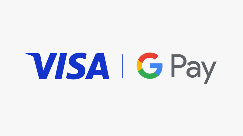 Visa logo and Google Pay logo.