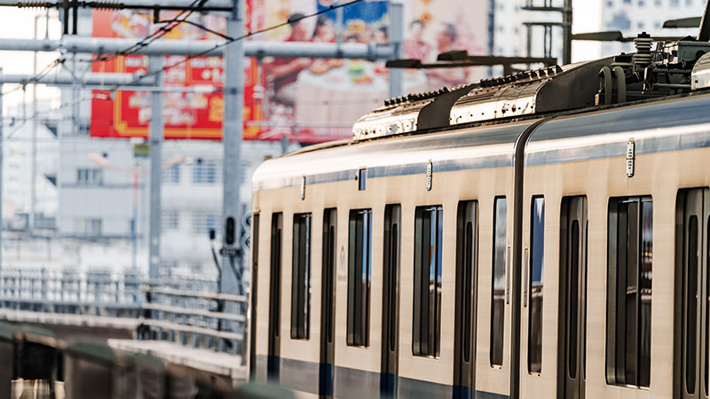 Train at Tan Cang station of metro line number one in Ho Chi Minh city. Travel concept.