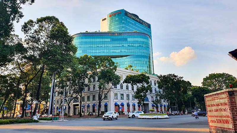 View Of Buildings And City Street In Central Of Ho Chi Minh City.