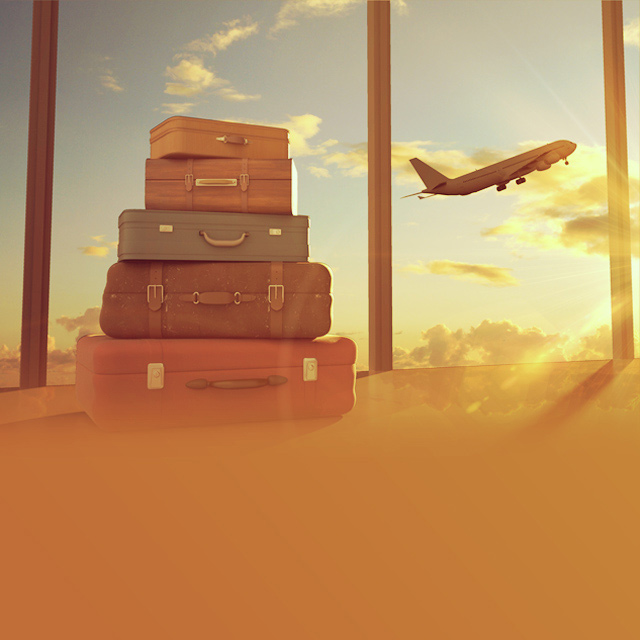 ゴールドカードの特典の空港宅配を利用してスーツケースを送るイメージ